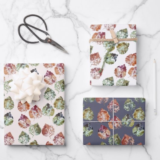 Set für das Wrapping von Papier aus 3 Herbstblätte (Vorderseite)