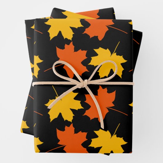 Set für das Wrapping von Papier aus 3 Herbstblätte (Beispiel)