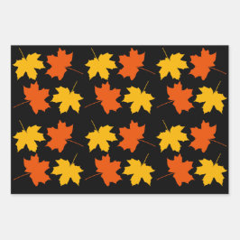 Set für das Wrapping von Papier aus 3 Herbstblätte