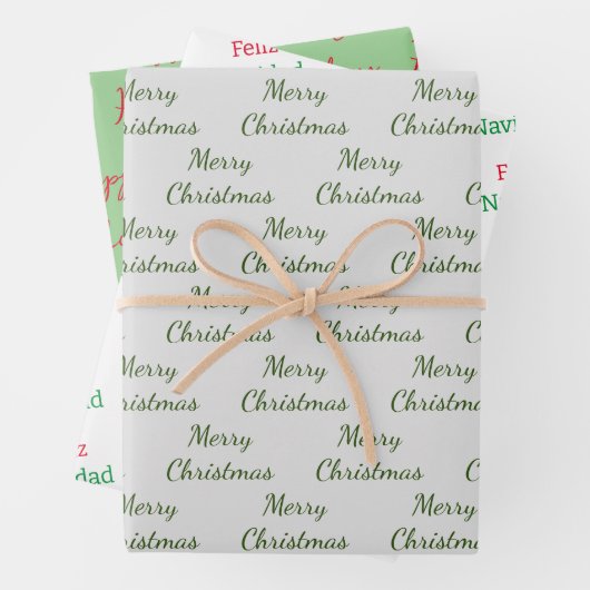 Set für das Wrapping von Urlaubswörtern mit einem Geschenkpapier Set (Beispiel)