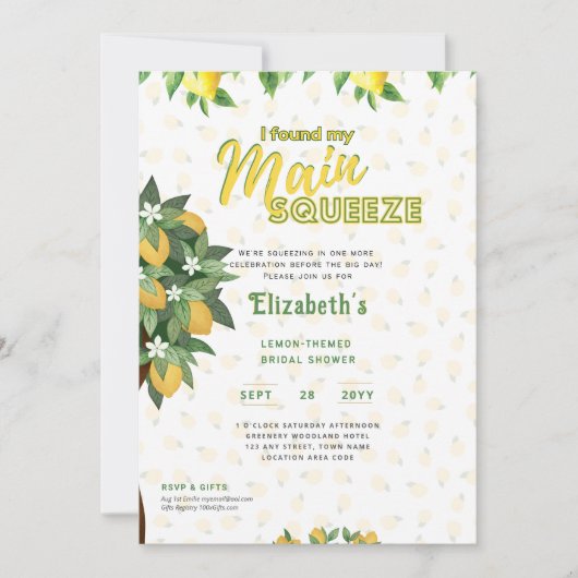 Set für den Sommer | Fun Lemon Squeeze Brautparty Einladung (Vorderseite)