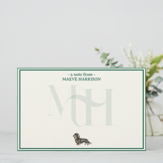 Set für die personalisierte Dackel Briefpapier (Stehend Vorderseite)