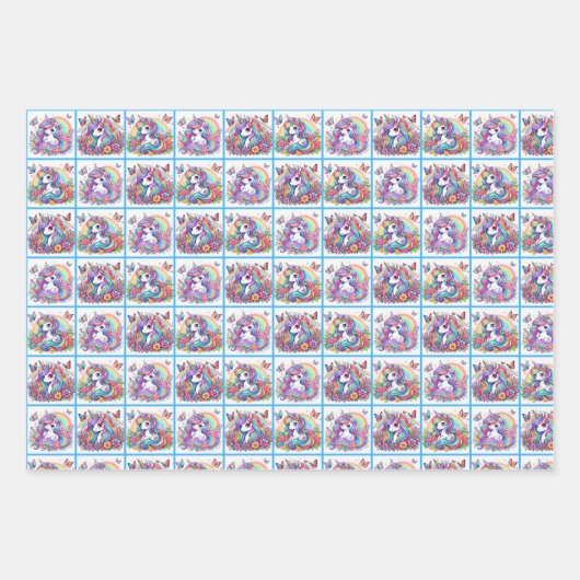 Set für Einhornwaschpapier Geschenkpapier Set (Vorderseite 2)