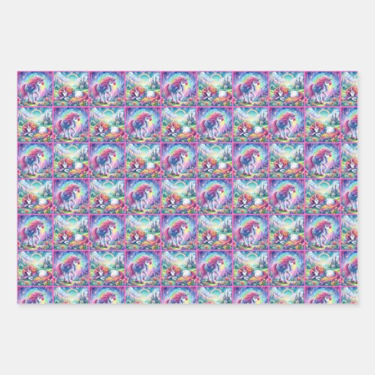 Set für Einhornwaschpapier Geschenkpapier Set (Vorderseite)