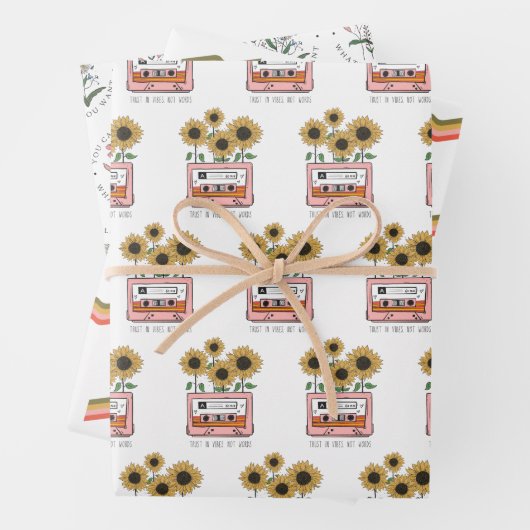 Set für Flachpapier, Retro-Blume Geschenkpapier Set (Beispiel)