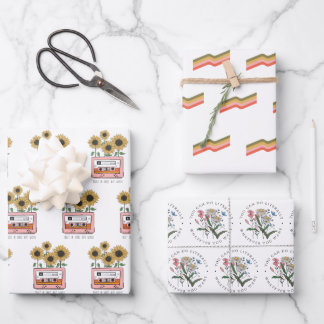 Set für Flachpapier, Retro-Blume Geschenkpapier Set