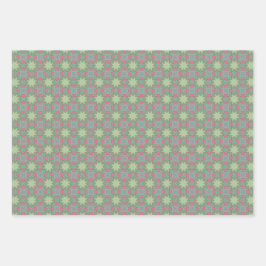 Set für geometrisches grünes Muster Geschenkpapier Set