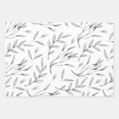 Set für graues und weißes botanisches Verpackungsp Geschenkpapier Set (Vorderseite 3)