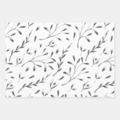 Set für graues und weißes botanisches Verpackungsp Geschenkpapier Set (Vorderseite 2)