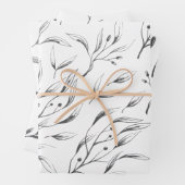 Set für graues und weißes botanisches Verpackungsp Geschenkpapier Set (Beispiel)