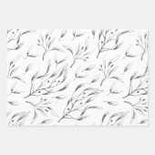 Set für graues und weißes botanisches Verpackungsp Geschenkpapier Set (Vorderseite)