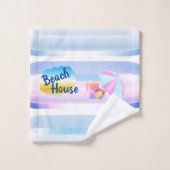 Set für Handtuch in Blau und Rosa (Waschlappen)