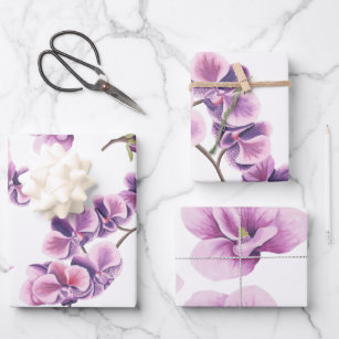Set für lila Orchid-Wrapping Geschenkpapier Set