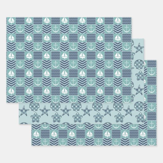 Set für Nautic Quilt Wrapping Paper Geschenkpapier Set (Set)