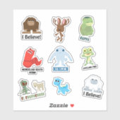 Set für niedliche Cartoon-Kryptiden und Monster-St Aufkleber (Blatt)