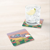 Set für Pixel-Spaceship-Cactus-Untersetzer Rechteckiger Pappuntersetzer (Vor Ort)