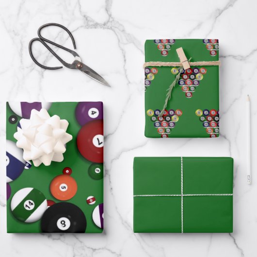 Set für Schleifpapier - Billard Geschenkpapier Set (Vorderseite)
