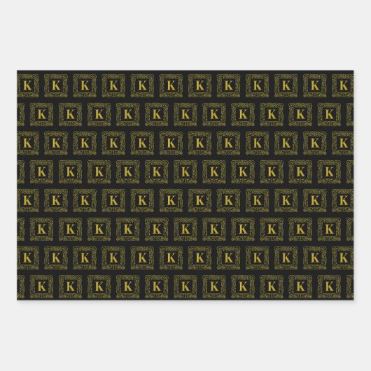 Set für Schleifpapier - Monogramm K - keltischer D Geschenkpapier Set (Vorderseite)