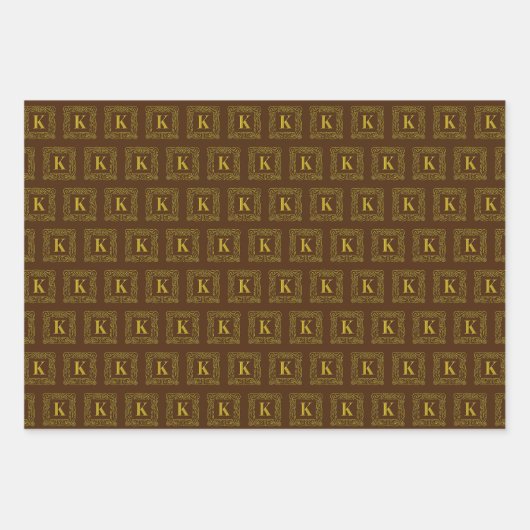 Set für Schleifpapier - Monogramm K - keltischer D Geschenkpapier Set (Vorderseite 3)