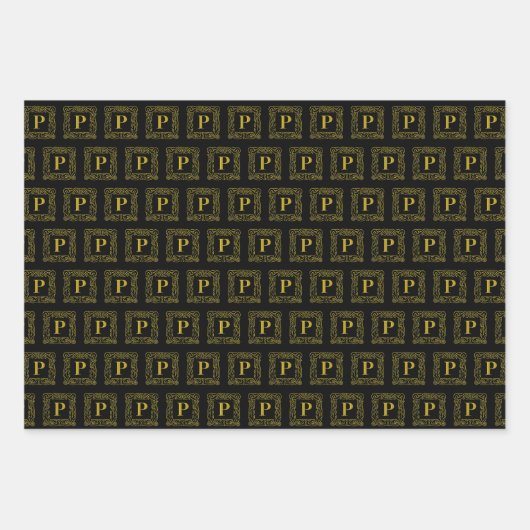 Set für Schleifpapier - Monogramm P - Keltischer D Geschenkpapier Set (Vorderseite)