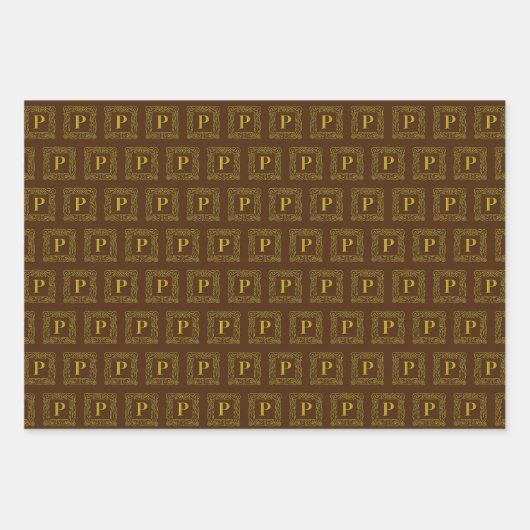 Set für Schleifpapier - Monogramm P - Keltischer D Geschenkpapier Set (Vorderseite 3)