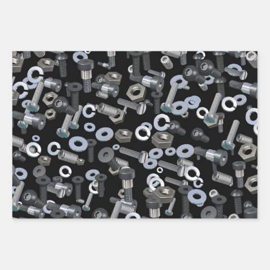 Set für Schleifpapier - Nuts und Bolzen Geschenkpapier Set (Vorderseite)