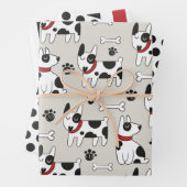 Set für Schwarz-weiße Dog-Wrapping Geschenkpapier Set (Beispiel)
