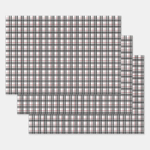 Set für Schwarz-weißes und rotes Kariertes Schle Geschenkpapier Set