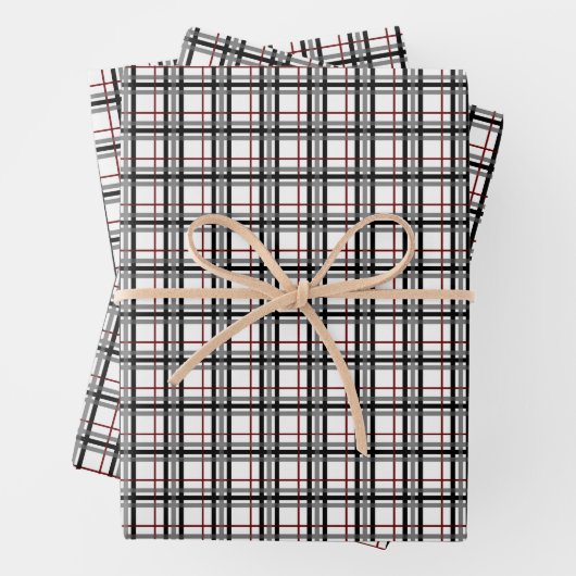 Set für Schwarz-weißes und rotes Kariertes Schleif Geschenkpapier Set (Beispiel)