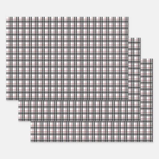 Set für Schwarz-weißes und rotes Kariertes Schleif Geschenkpapier Set (Set)