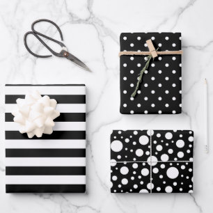 Set für schwarze Muster in Papierblättern Geschenkpapier Set