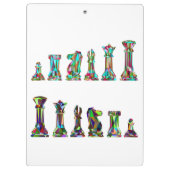 Set für Spielspieler Regenbogenfarbschachfiguren Klemmbrett (Rückseite)