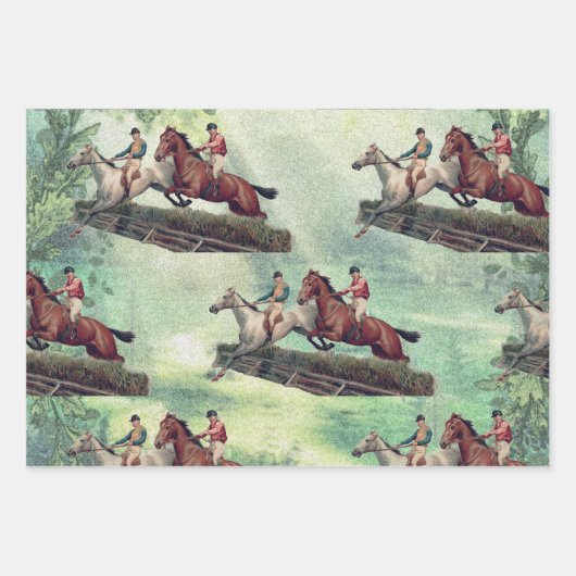 Set für Vintage Reitpapier Geschenkpapier Set (Vorderseite 3)