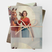 Set für Vintage Reitpapier Geschenkpapier Set (Beispiel)