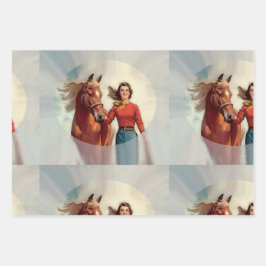 Set für Vintage Reitpapier Geschenkpapier Set