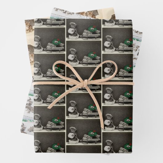 Set für Vintage Winterkatzen Geschenkpapier Set (Beispiel)