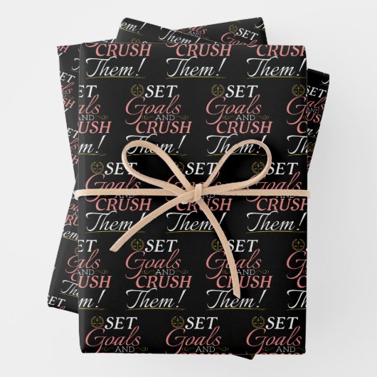 Set Goals und Crush Thread Quote Geschenkpapier Set (Beispiel)