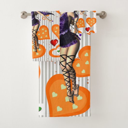 Set Grau und Weiß Streifen Badezimmer Handtuch (Insitu)