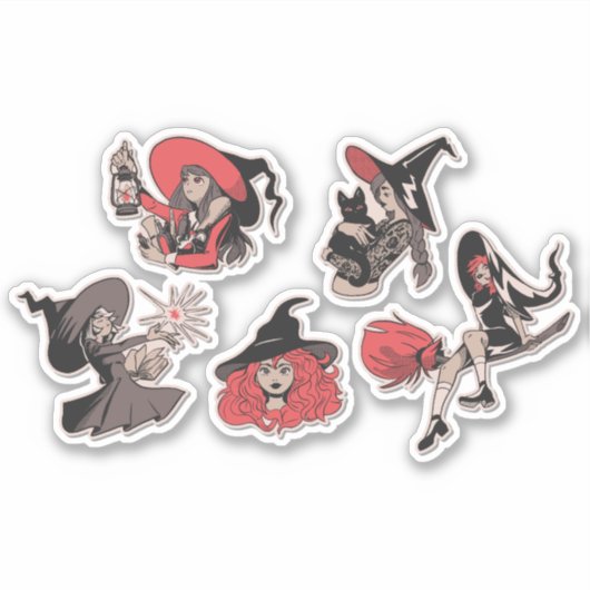 SET JUNG WITCHES CHARACTERSTICKERS AUFKLEBER (Vorderseite)