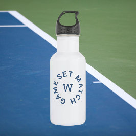 Set Match Blue Monogram Tennis Edelstahlflasche