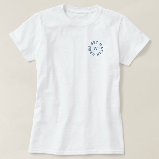 Set Match Blue Monogram Womens Tennis Whites T-Shirt (Design vorne)