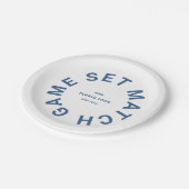 Set Match Blue Tennis Turnier Wappen Pappteller (Schrägansicht)