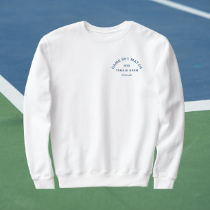 Set Match Blue Wappen Mens Tennis Weiß Sweatshirt