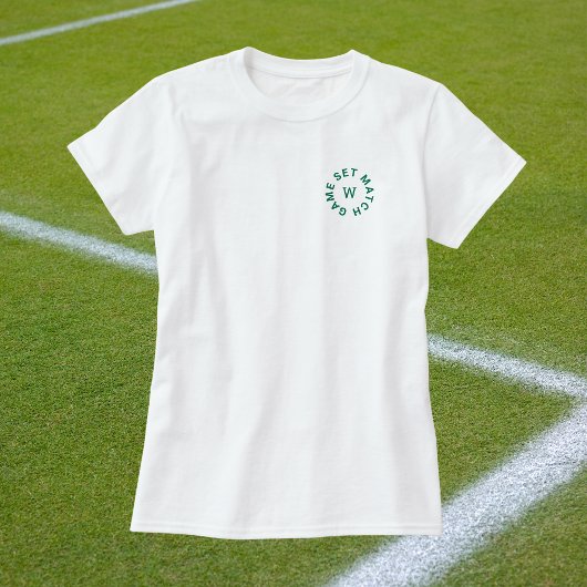 Set Match Green Monogram Womens Tennis Whites T-Shirt