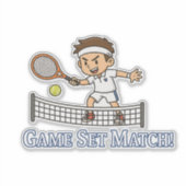 Set Match Tennis Cartoon Design Aufkleber (Vorderseite)