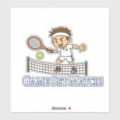 Set Match Tennis Cartoon Design Aufkleber (Blatt)