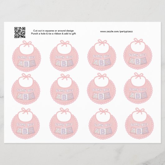 Set mit 12 Baby-Mädchen-Rosa-Bib-Geschenk- oder Gu Flyer (Vorne)