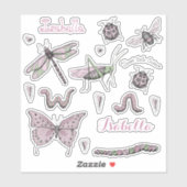 Set mit 18 Hübschem Rosa, süß und süß Aufkleber (Blatt)