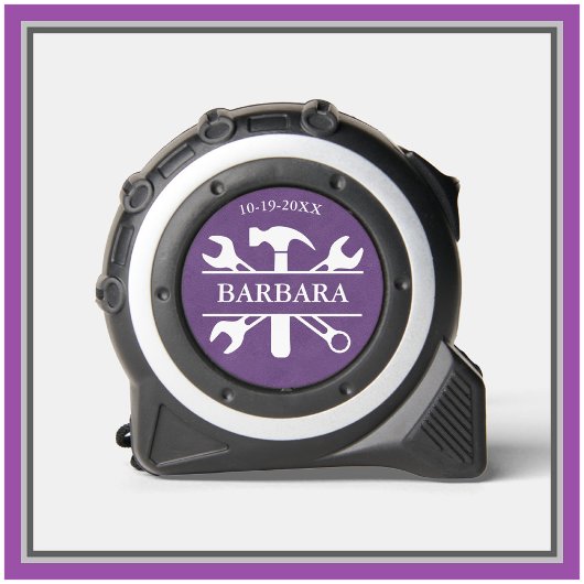 Set mit dem Namen des Leather Textools Lila Maßband