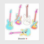 Set mit elektrischer Gitarre wasserdicht Aufkleber (Blatt)